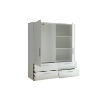 Stauraumschrank >Adeline< 2 Schübe, 2 Böden, Kleiderstange, Weiß - 120x140x38cm (BxHxT)