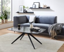 Couchtisch >Elias< in schwarz, Glas, Metall - 110x44x70cm (BxHxT)