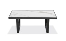 Couchtisch >Jordan< in weiß, schwarz, MDF, Metall - 110x43x60cm (BxHxT)