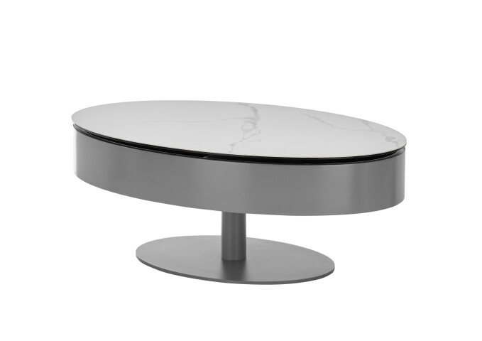 Couchtisch >Sinisa< in weiß, anthrazit, Keramik, Metall - 110x42x70cm (BxHxT)