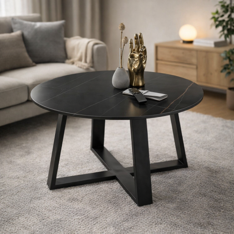 Couchtisch >Tanea< in schwarz, Keramik, Metall - 45x80cm (HxD)