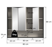 Badezimmerspiegelschrank >Bagno< in kaschmir Dekor - 80x68x19cm (BxHxT)