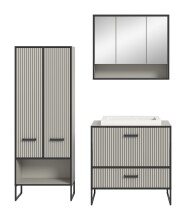 Badezimmer-Set >Bagno< (3-teilig) inkl. Waschbecken, in kaschmir Dekor - 154x192x48cm (BxHxT)