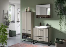 Badezimmer-Set >Bagno< (3-teilig) inkl. Waschbecken, in kaschmir Dekor - 125x192x48cm (BxHxT)