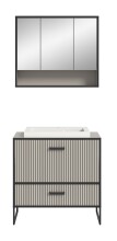 Badezimmer-Set >Bagno< (2-teilig) inkl. Waschbecken, kaschmir Dekor - 80x192x48cm (BxHxT)