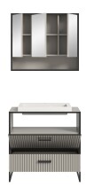 Badezimmer-Set >Bagno< (2-teilig) inkl. Waschbecken, kaschmir Dekor - 80x192x48cm (BxHxT)