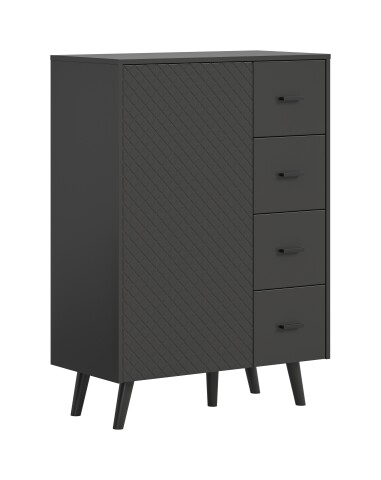 Kommode >Linea< 4 Schübe, 1 Tür, in grau - 84x114x37cm (BxHxT)