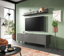 Lowboard >Linea< 2 Türen, 1 Klappe, in grau - 185x55x40cm (BxHxT)