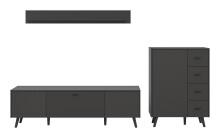 Wohnwand >Linea< (3-teilig) Lowboard, Wandboard, Kommode, grau - 269x175x40cm (BxHxT)