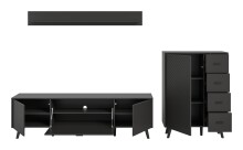 Wohnwand >Linea< (3-teilig) Lowboard, Wandboard, Kommode, grau - 269x175x40cm (BxHxT)