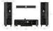 Wohnwand >Linea< (4-teilig) 2 Vitrinen, Lowboard, Wandboard, grau - 331x195x40cm BxHxT