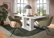 Kulissen-Esstisch >Motion< ausziehbar 190cm, in Weiß - 150/190x76x90cm (BxHxT)