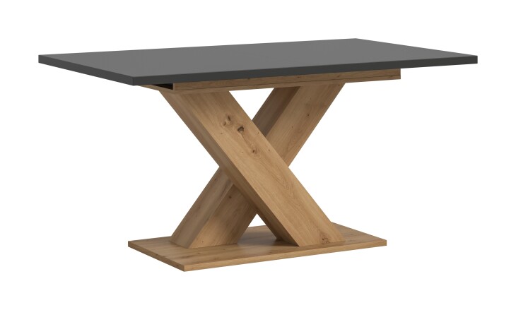 Kulissen-Esstisch >Motion< ausziehbar 190cm, Grau / Artisan Eiche Dekor - 150/190x76x90cm (BxHxT)
