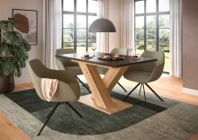 Kulissen-Esstisch >Motion< ausziehbar 190cm, Grau / Artisan Eiche Dekor - 150/190x76x90cm (BxHxT)
