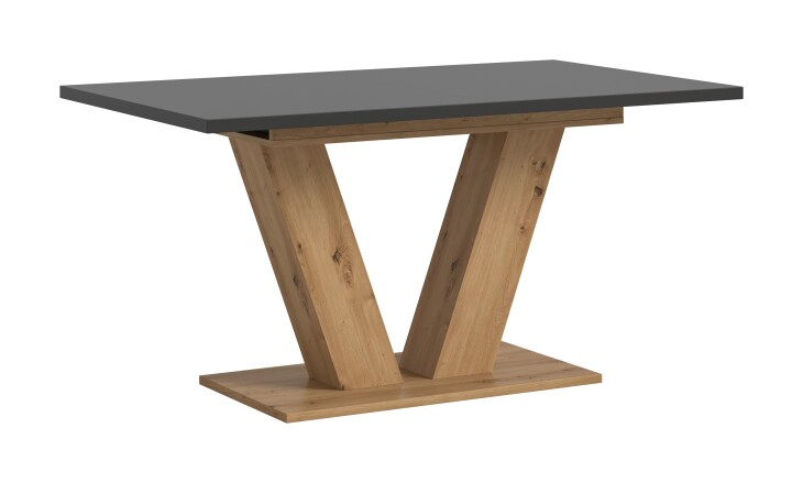 Kulissen-Esstisch >Motion< ausziehbar 190cm, Grau / Artisan Eiche Dekor - 150/190x76x90cm (BxHxT)