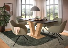 Kulissen-Esstisch >Motion< ausziehbar 190cm, Grau / Artisan Eiche Dekor - 150/190x76x90cm (BxHxT)