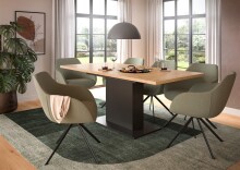 Kulissen-Esstisch >Motion< ausziehbar 190cm, Grau / Artisan Eiche Dekor - 150/190x76x90cm (BxHxT)