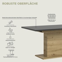Kulissen-Esstisch >Motion< ausziehbar 190cm, Grau / Artisan Eiche Dekor - 150/190x76x90cm (BxHxT)