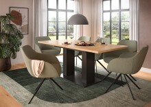 Kulissen-Esstisch >Motion< ausziehbar 190cm, Grau / Artisan Eiche Dekor - 150/190x76x90cm (BxHxT)