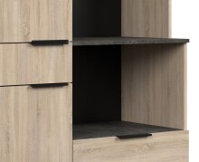 Miniküche >Fumay 21< (6-teilig) in Eiche Nachbildung, Beton Optik dunkel, Breite 200cm