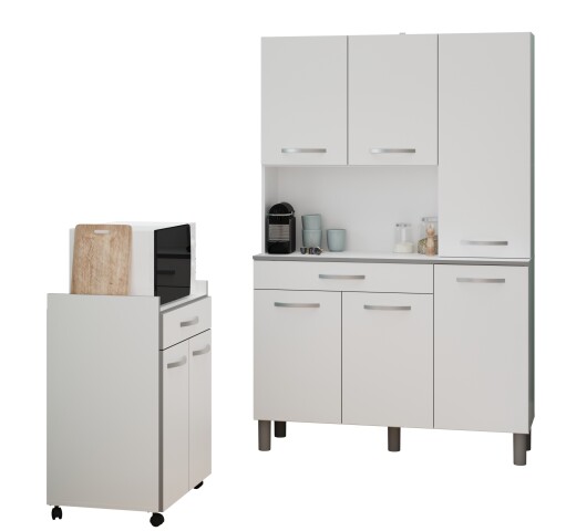Mehrzweckschrank-Set >Season 1< (2-teilig) in Weiß. Absetzungen Grau