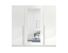 Drehtürenschrank >Cano< 5 Böden, 1 Stange, Spiegel / Weiß, Melamin - 228x213x62cm (BxHxT)