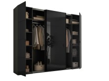 Dreh-/Schwebetürenschrank >Mufo< 10 Böden, 2 Stangen, Graphit / Grauglas - 267x225,5x60,8 (BxHxT)