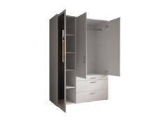 Kleiderschrank >Vesala< in Weiß mit Spiegel, Melamin - 135x195x56cm (BxHxT)