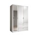 Kleiderschrank >Vesala< in Weiß mit Spiegel, Melamin - 135x195x56cm (BxHxT)