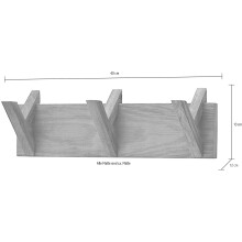 Garderobenleiste >BANTRY< 3 Haken, in Eiche, Massivholz - 40x13x12cm (BxHxT)