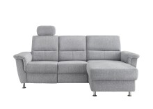 Ecksofa >Ludwigshafen< Motor-funktion, Kopfstütze, Stauraum, silber - 231x113x165 (BxHxT)