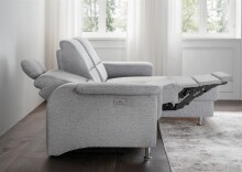 Ecksofa >Ludwigshafen< Motor-funktion, Kopfstütze, Stauraum, silber - 231x113x165 (BxHxT)