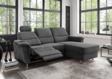 Ecksofa >Ludwigshafen< Motor-funktion, Kopfstütze, Stauraum, anthrazit - 231x113x165 (BxHxT)