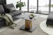 Couchtisch >BALSTA< höhenverstellbar, Rollen, Eiche / schwarz / Glas - 70x45/63x70 (BxHxT)