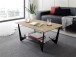 Couchtisch >LEON< in Eiche, Massivholz / Glas / Metall - 90x40x60cm (BxHxT)