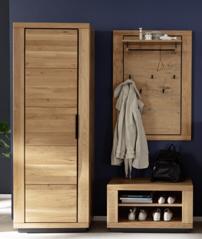 Garderoben-Set >Greno< (3-teilig) Massivholzfront - Teilmassiv - 150x200,5x40 (BxHxT)