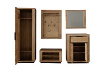 Garderoben-Set >Greno< (3-teilig) Massivholzfront - Teilmassiv - 150x200,5x40 (BxHxT)