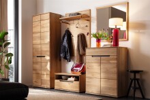 Schuhbank >ARAYA< 1 Schublade, Eiche teilmassiv, Holzwerkstoff - 79x41x40,5cm (BxHxT)