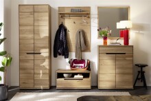 Schuhkommode >ARAYA< 2 Türen, 1 Schublade, Eiche teilmassiv - 79x101x40,5 (BxHxT)