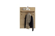Garderobenpaneel >ARAYA< 5 Haken, Ablage, Eiche teilmassiv - 79x112x27 (BxHxT)