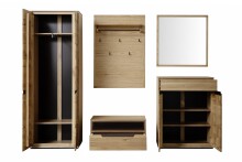 Garderoben-Set >ARAYA< (5-teilig) in Eiche teilmassiv - 227x195x40,5 (BxHxT)