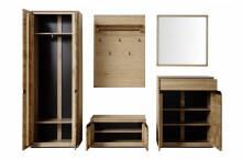 Garderoben-Set >ARAYA< (5-teilig) in Eiche teilmassiv - 227x195x40,5 (BxHxT)