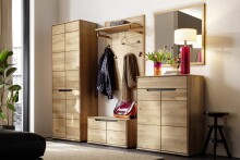 Garderoben-Set >ARAYA< (3-teilig) in Eiche teilmassiv - 148x195x40,5 (BxHxT)