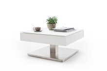 Couchtisch >MARIKO< mit Stauraum, weiss, MDF/ Metall/ Sicherheitsglas - 75x38x75cm (BxHxT)