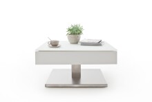 Couchtisch >MARIKO< mit Stauraum, weiss, MDF/ Metall/ Sicherheitsglas - 75x38x75cm (BxHxT)