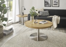 Couchtisch >MONTEVERDE< in Eiche furniert, Holzwerkstoff/ Metall - 40x80cm (HxD)
