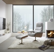 Couchtisch >MONTEVERDE< in Eiche furniert, Holzwerkstoff/ Metall - 40x80cm (HxD)