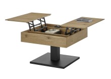 Couchtisch >ASHTON< aufklappbar, Eiche furniert / schwarz - 70x45x70 (BxHxT)