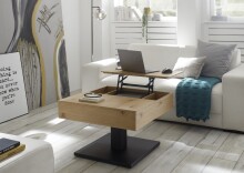 Couchtisch >ASHTON< aufklappbar, Eiche furniert / schwarz - 70x45x70 (BxHxT)