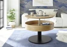 Couchtisch >TANGER< mit Lift und Stauraum, in Asteiche furniert - 47/65x78cm (HxD)